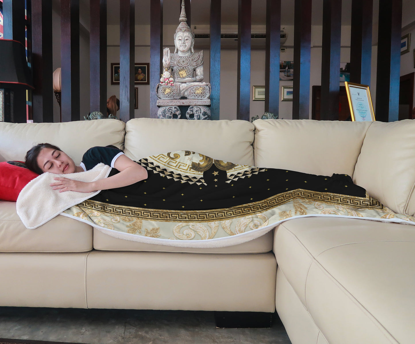 "Romero" Customized Blanket • exclusive retro baroque black-gold design for sofa • Quilt • Bedspread