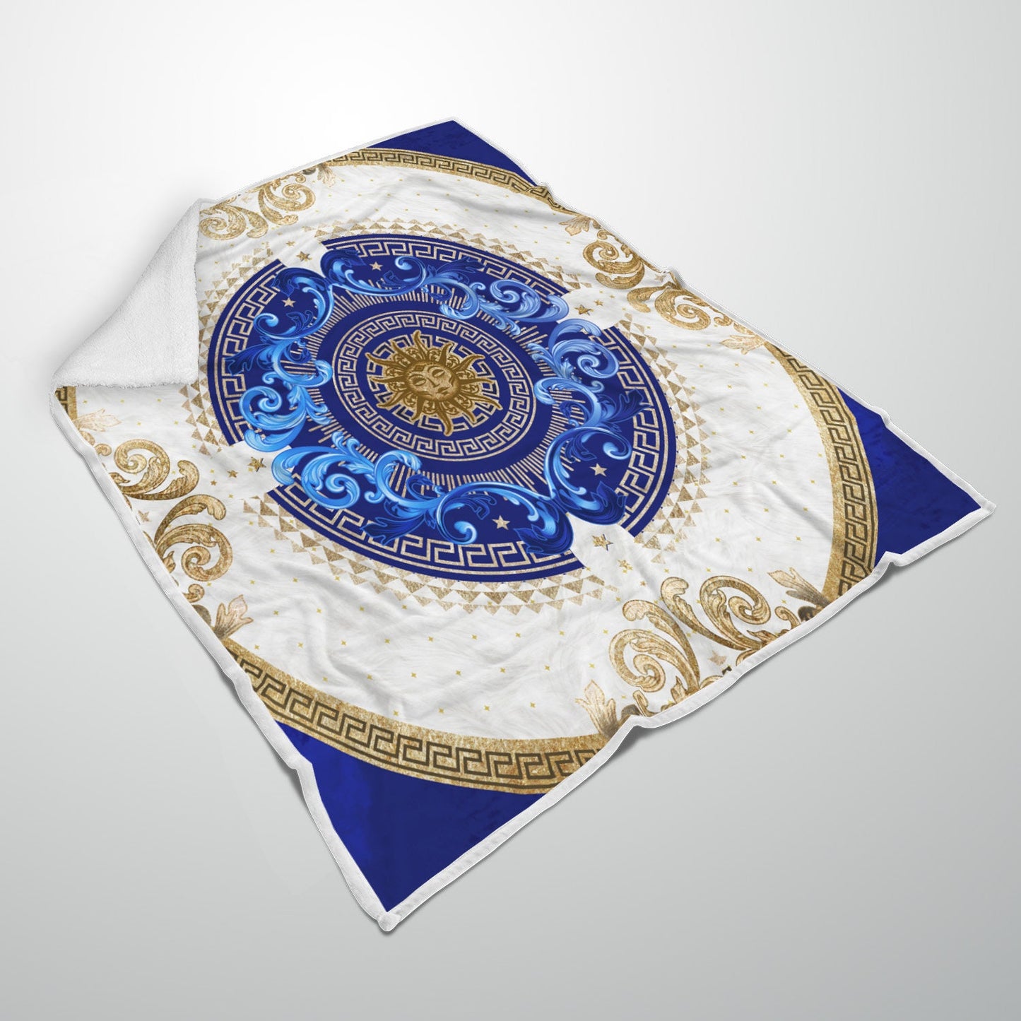 "Noira" Customized exclusive baroque blue-gold retro design Blanket Sofa • Quilt • Bedspread