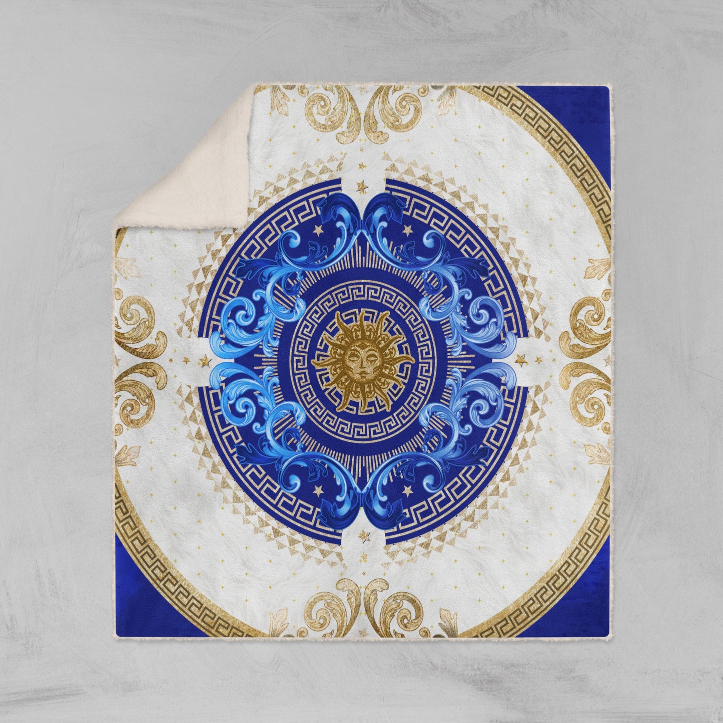 "Noira" Customized exclusive baroque blue-gold retro design Blanket Sofa • Quilt • Bedspread