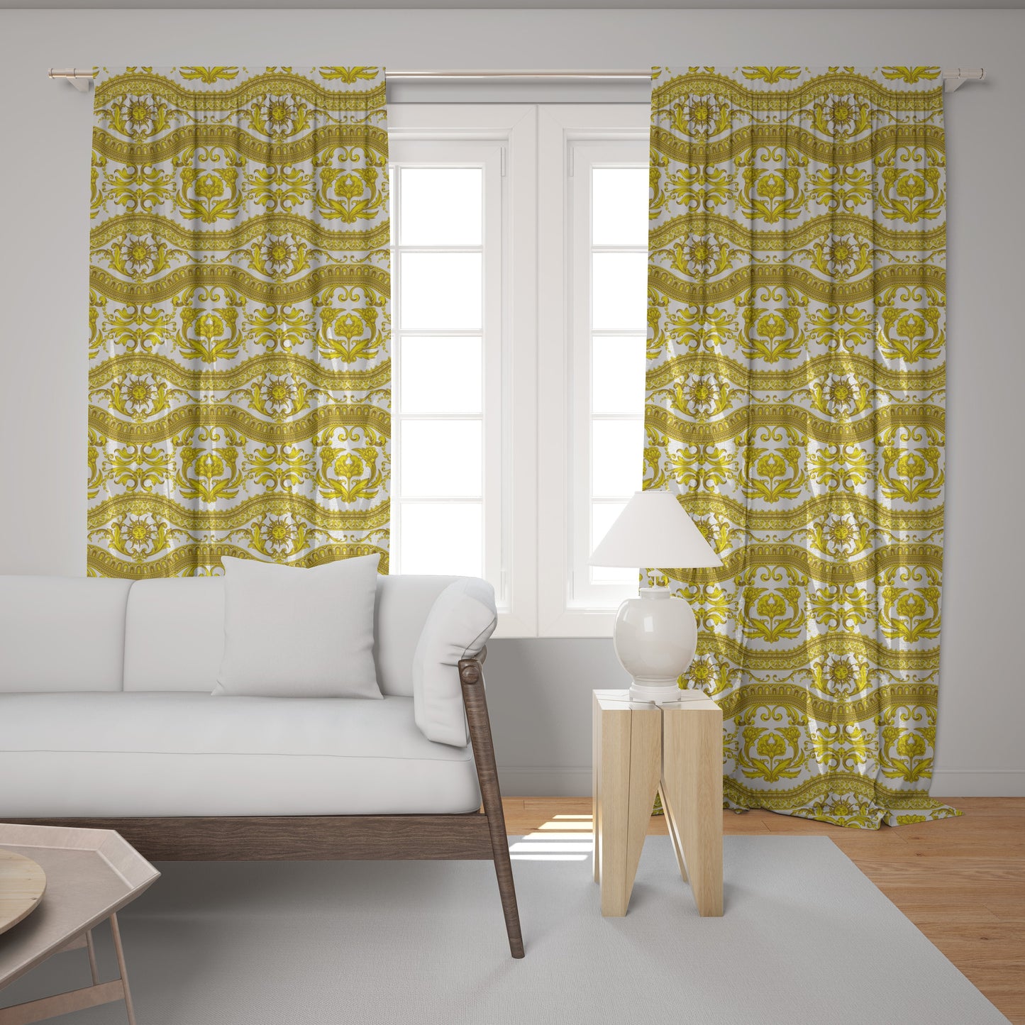 Curtains 2 PCS SET gold-white baroque or greek style romantic design • your LOGO • room curtains • home decor