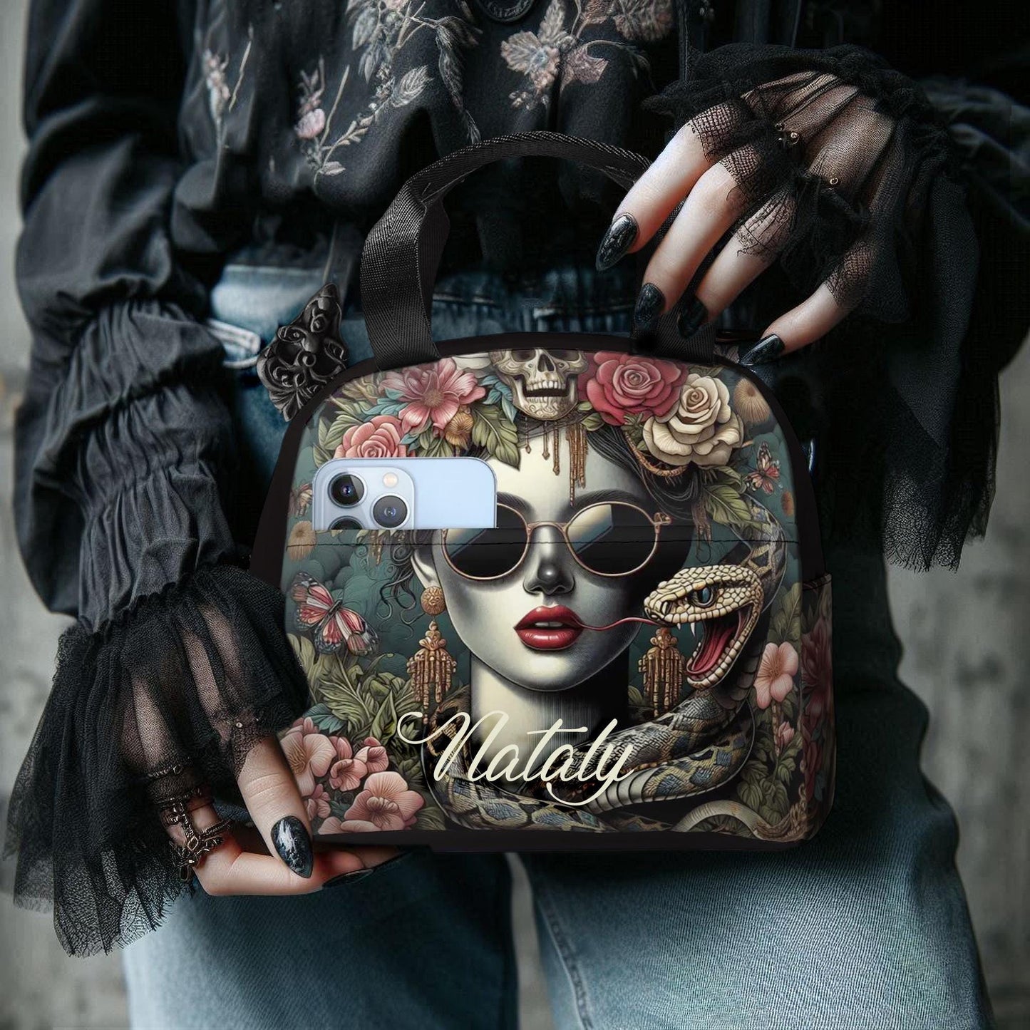 Custom Makeup Bag Lunch Bag Personalized Tote Bag Mystery Bag Whimsigoth Decor Dark Art Personalized Gifts