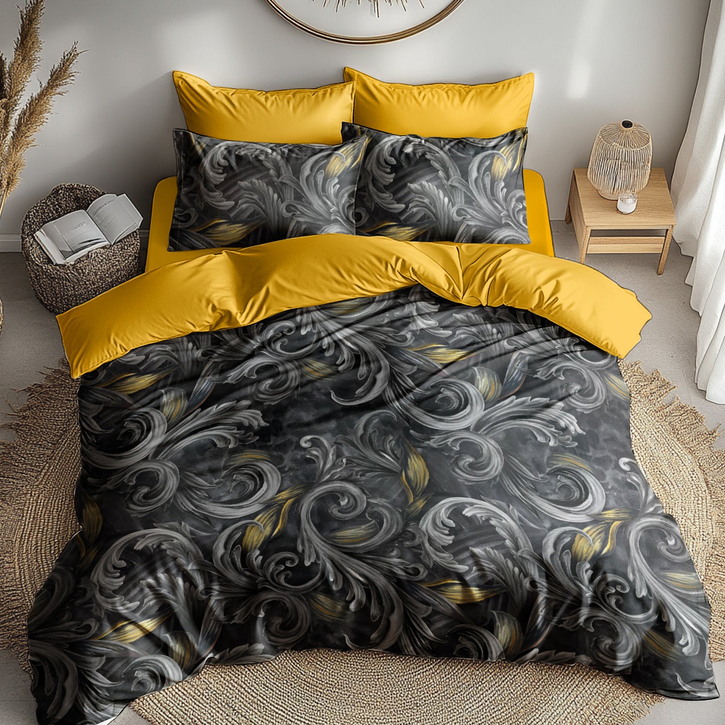 Golden Iris Noir — Luxury Seamless Pattern for Wallpaper, Textile & Apparel | Hand-painted Premium Design