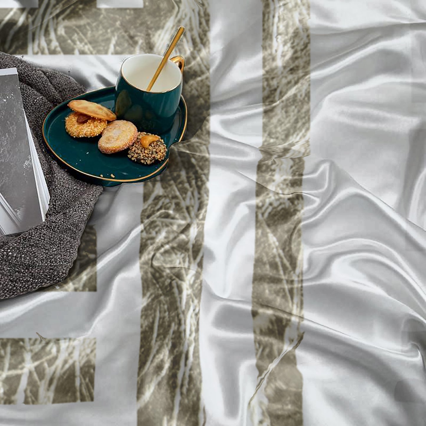 Juego de ropa de cama de seda "Myconos"• minimalismo estilo griego diseño reversible • juego de 4 piezas