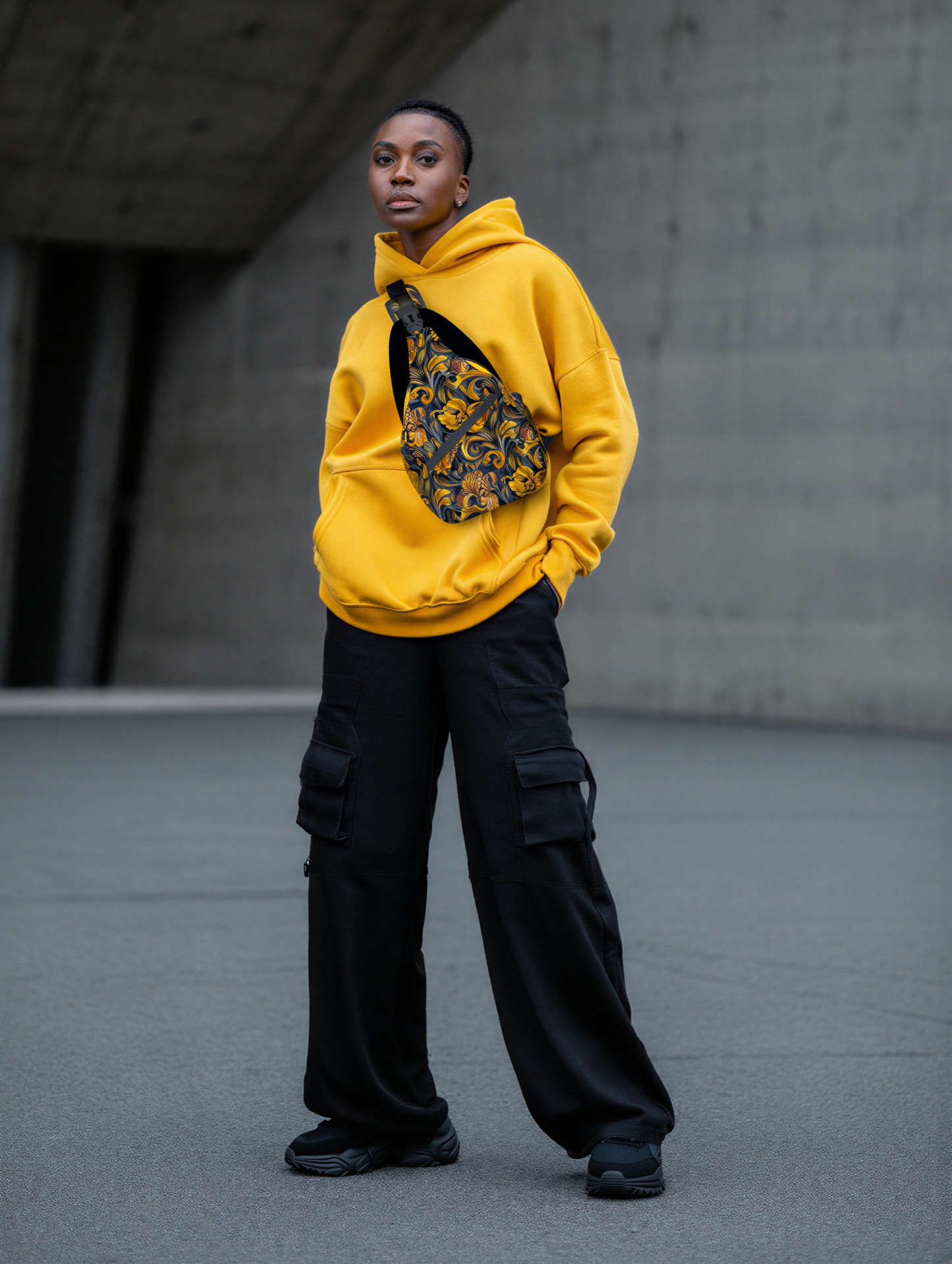 Golden Iris Luxury Pattern Sling Bag - Stylish Unisex Cross-body for Everyday & Travel