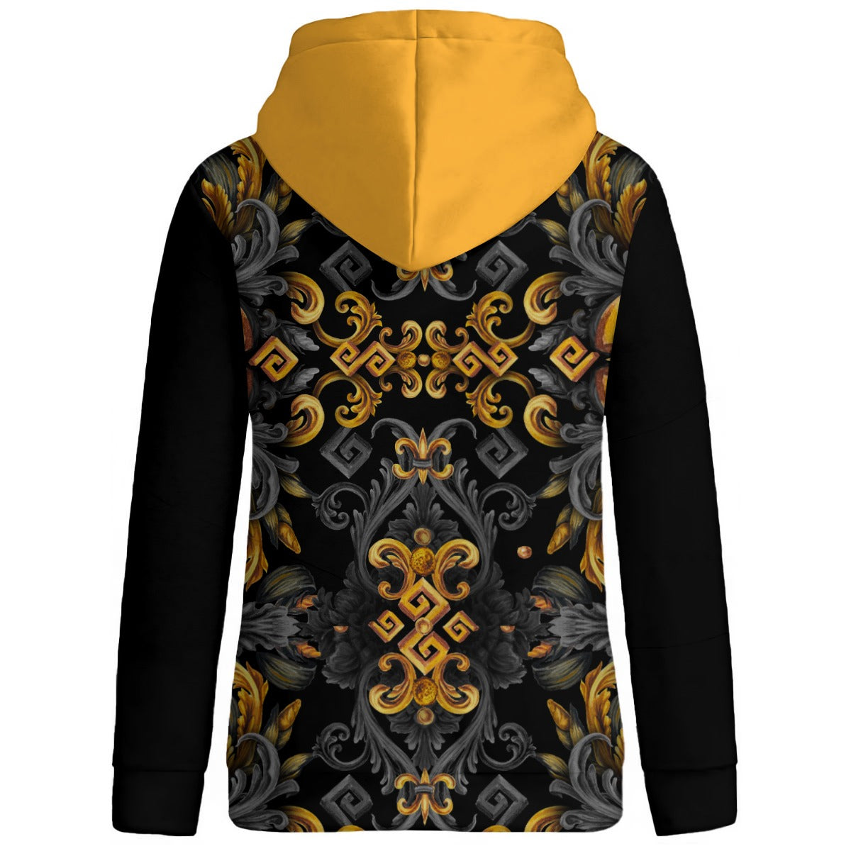 Women's Patchwork Hoodie Golden Iris — Luxury Seamless Pattern  | Hand-painted Premium Design