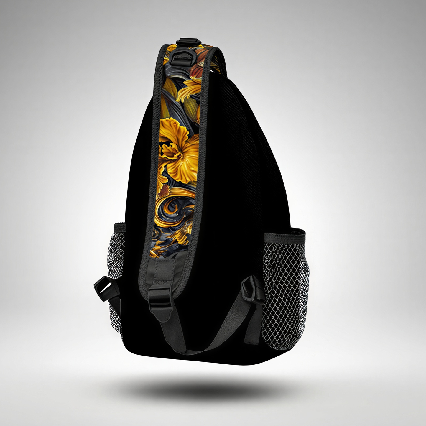 Golden Iris Luxury Pattern Sling Bag - Stylish Unisex Cross-body for Everyday & Travel