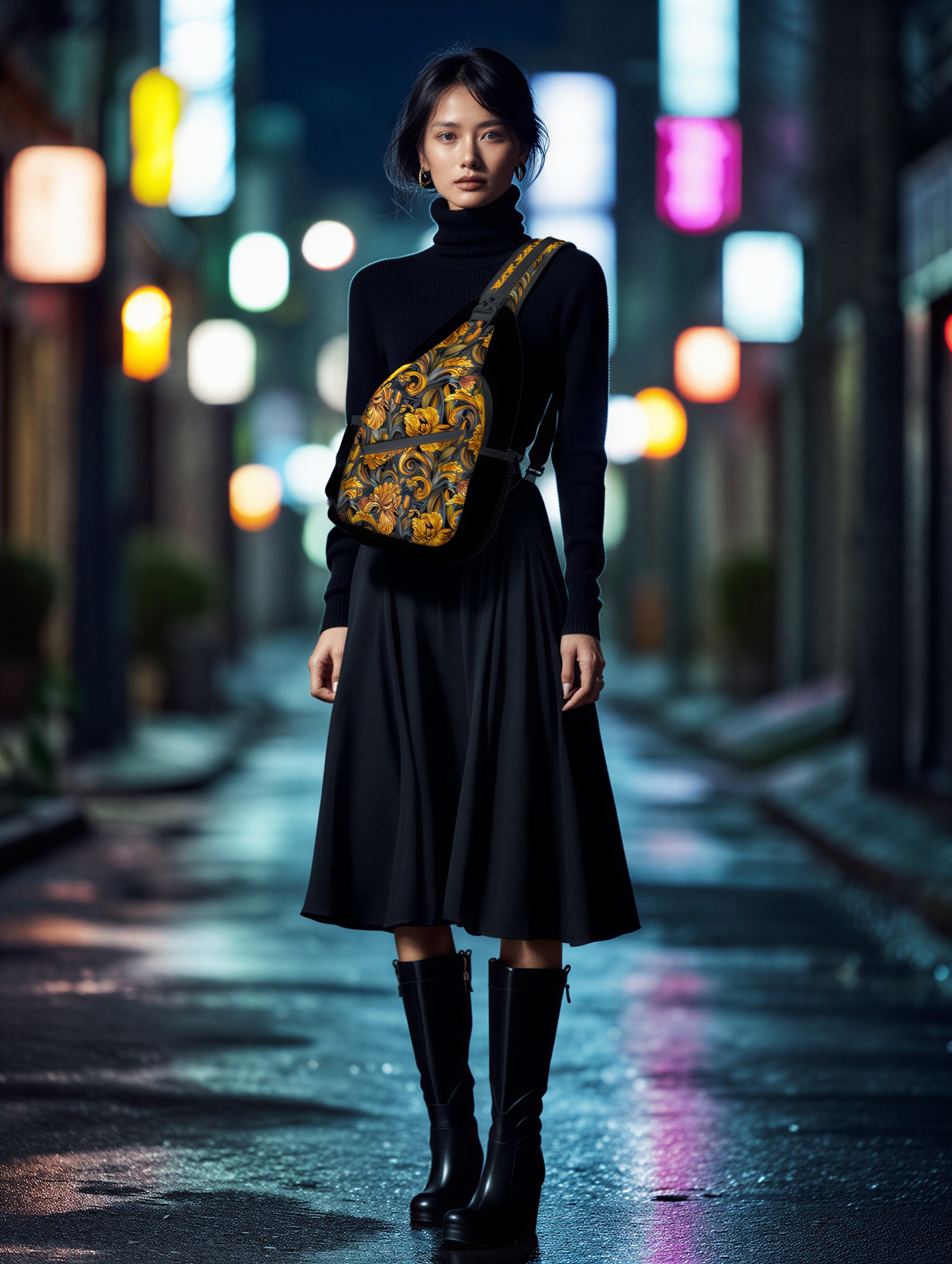 Golden Iris Luxury Pattern Sling Bag - Stylish Unisex Cross-body for Everyday & Travel