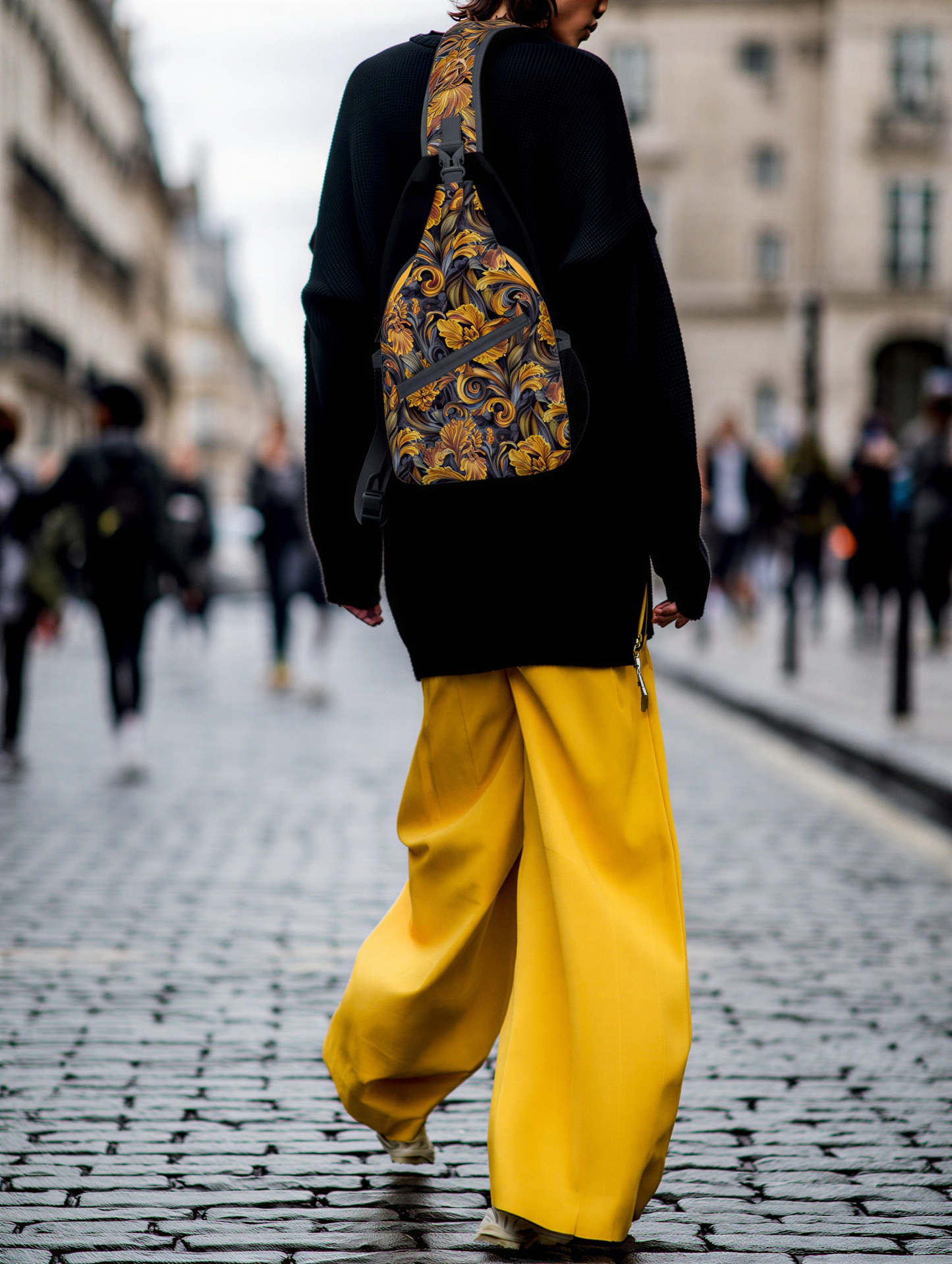 Golden Iris Luxury Pattern Sling Bag - Stylish Unisex Cross-body for Everyday & Travel