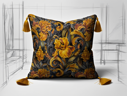 Golden Iris — Luxury Seamless Pattern for Wallpaper, Textile & Apparel | Hand-painted Premium Design