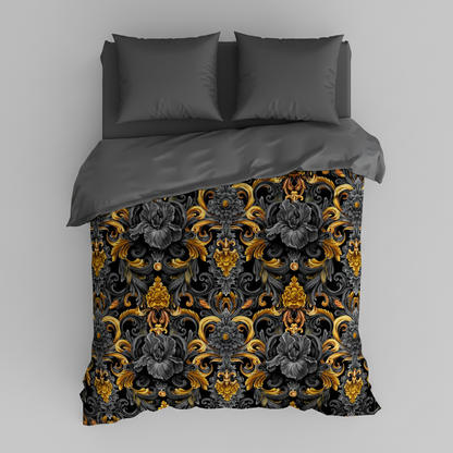 Golden Iris Damask — Luxury Seamless Pattern for Wallpaper, Textile & Apparel | Hand-painted Premium Design