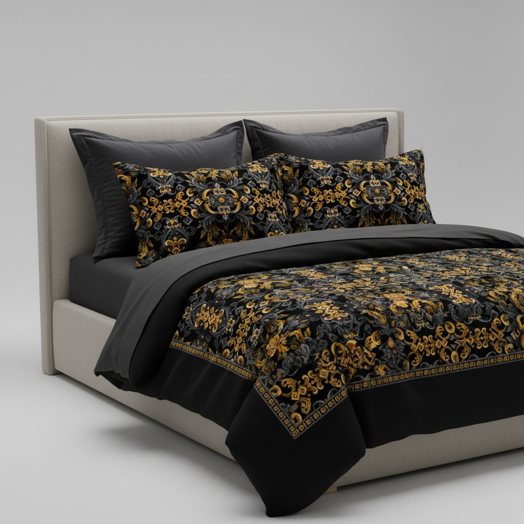 Golden Iris Elegy — Luxury Seamless Pattern for Wallpaper, Textile & Apparel | Hand-painted Premium Design