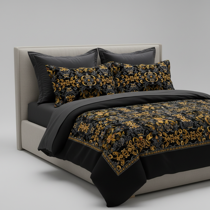 Golden Iris Elegy — Luxury Seamless Pattern for Wallpaper, Textile & Apparel | Hand-painted Premium Design