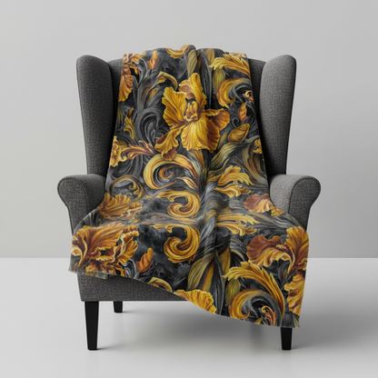 Golden Iris — Luxury Seamless Pattern for Wallpaper, Textile & Apparel | Hand-painted Premium Design