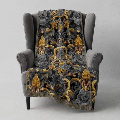 Golden Iris Damask — Luxury Seamless Pattern for Wallpaper, Textile & Apparel | Hand-painted Premium Design