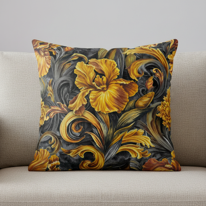 Golden Iris — Luxury Seamless Pattern for Wallpaper, Textile & Apparel | Hand-painted Premium Design