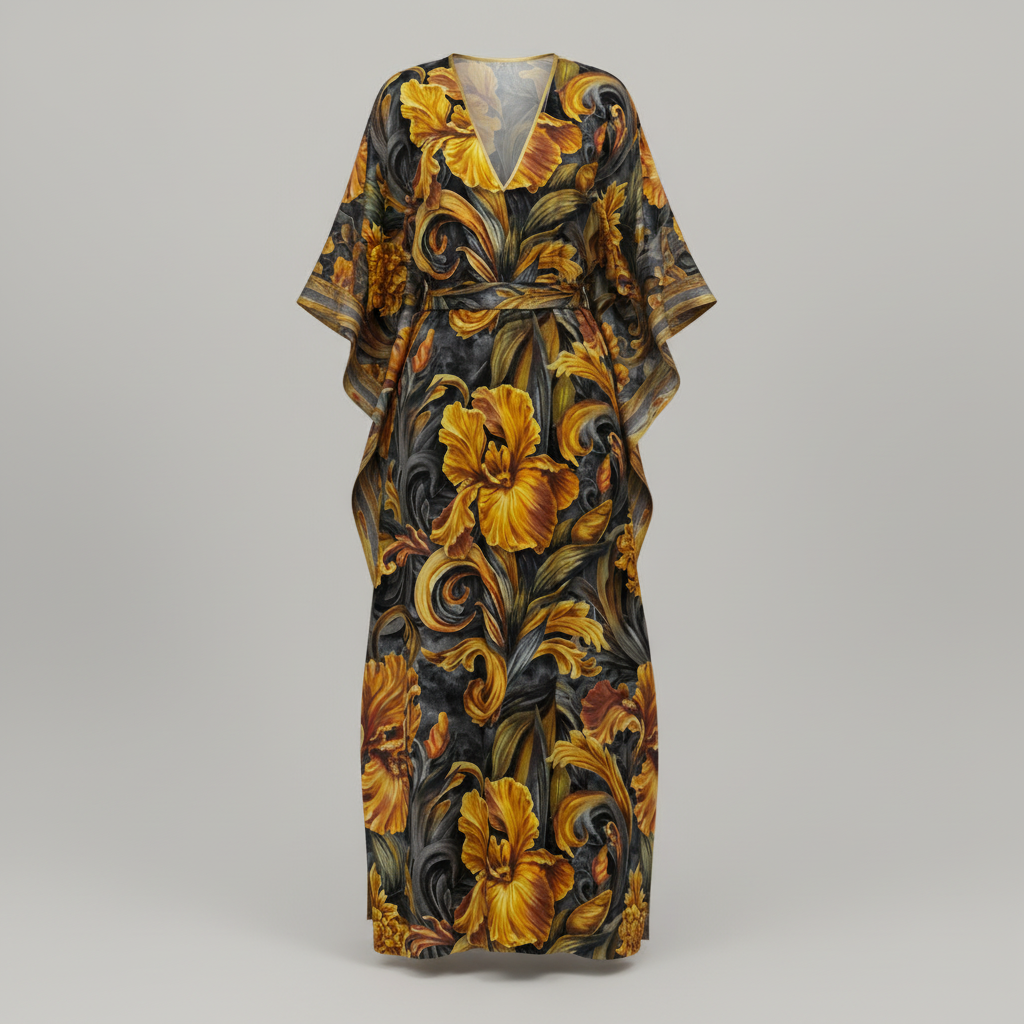 Golden Iris — Luxury Seamless Pattern for Wallpaper, Textile & Apparel | Hand-painted Premium Design