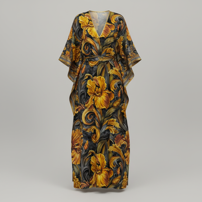 Golden Iris — Luxury Seamless Pattern for Wallpaper, Textile & Apparel | Hand-painted Premium Design