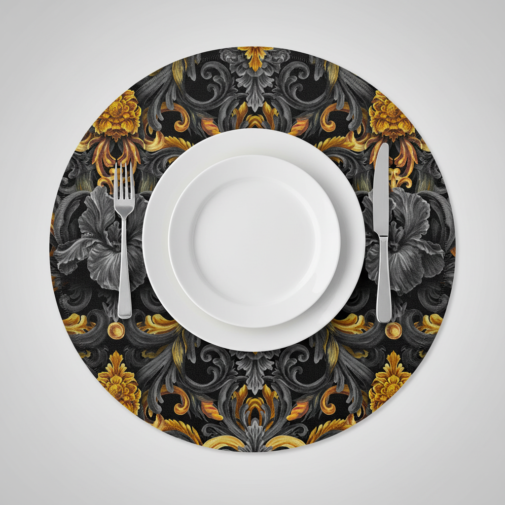 Golden Iris Damask — Luxury Seamless Pattern for Wallpaper, Textile & Apparel | Hand-painted Premium Design