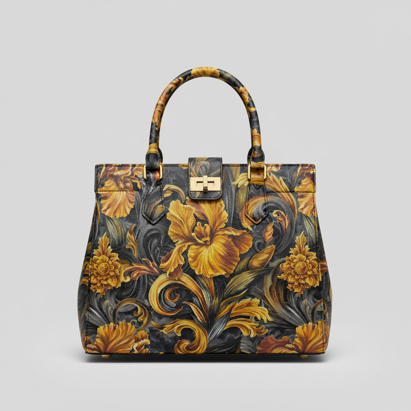 Iris Noir Dorado — Patrón de lujo sin costuras para papel tapiz, textiles y prendas de vestir | Diseño premium pintado a mano