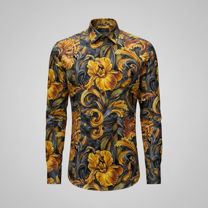 Golden Iris — Luxury Seamless Pattern for Wallpaper, Textile & Apparel | Hand-painted Premium Design