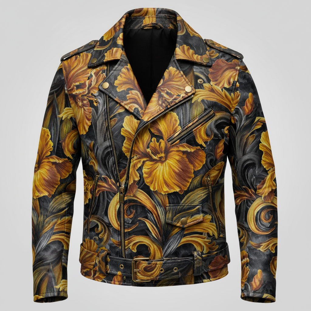 Golden Iris — Luxury Seamless Pattern for Wallpaper, Textile & Apparel | Hand-painted Premium Design