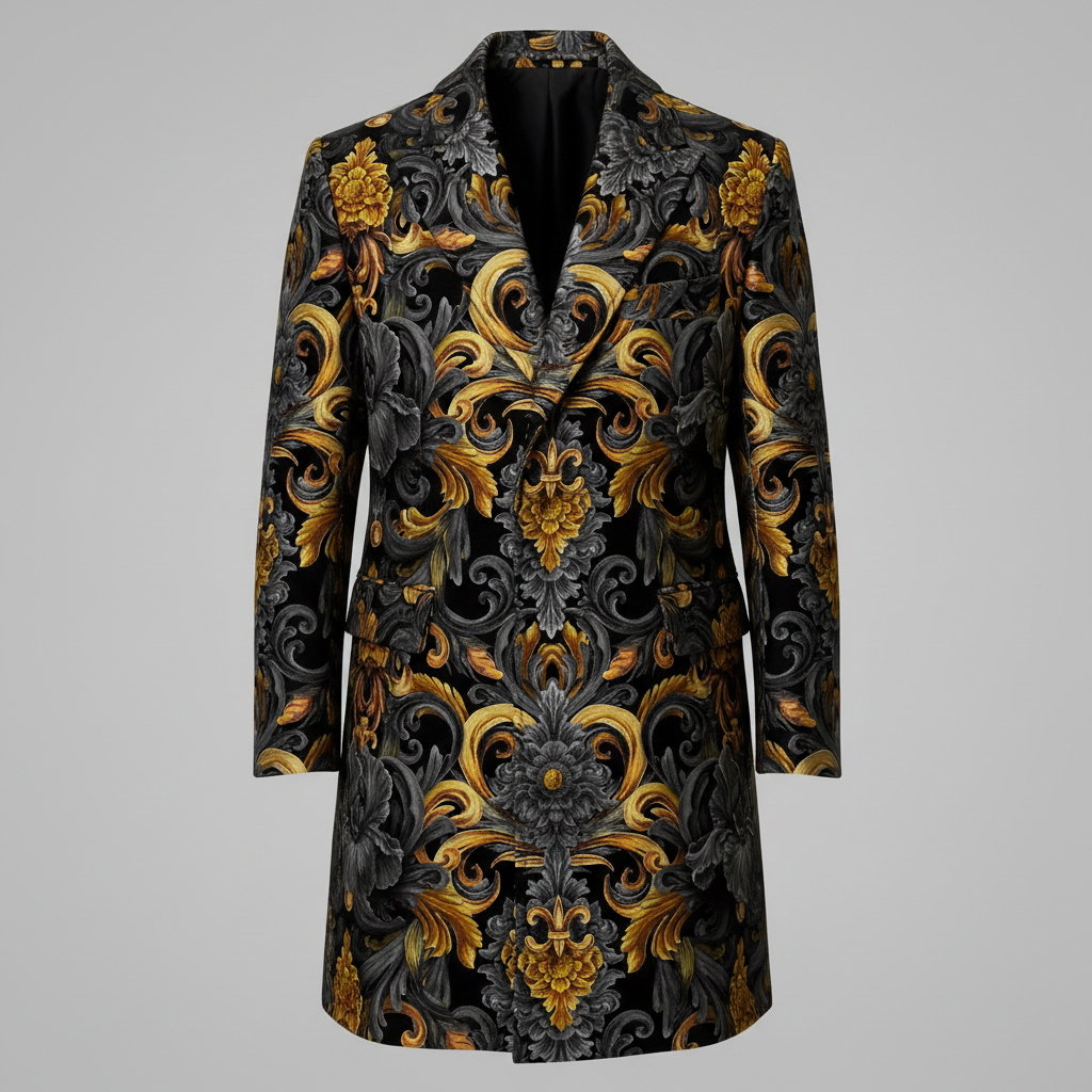 Golden Iris Damask — Luxury Seamless Pattern for Wallpaper, Textile & Apparel | Hand-painted Premium Design