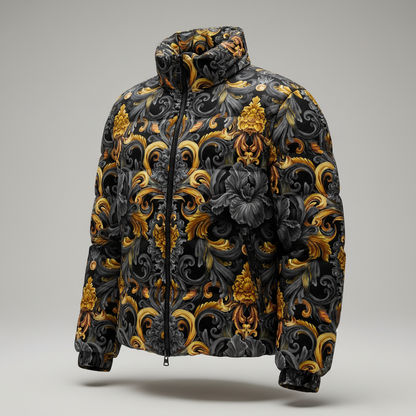 Golden Iris Damask — Luxury Seamless Pattern for Wallpaper, Textile & Apparel | Hand-painted Premium Design