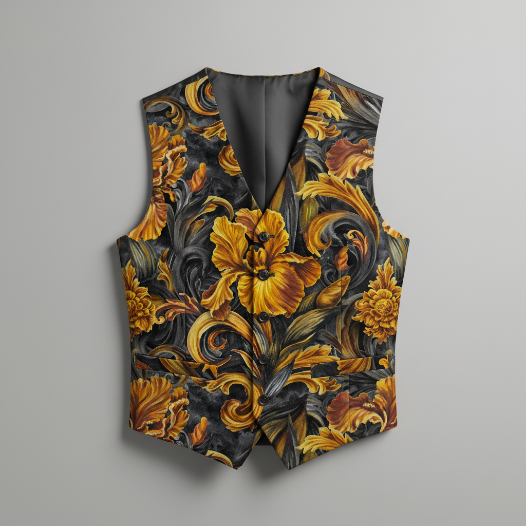 Golden Iris — Luxury Seamless Pattern for Wallpaper, Textile & Apparel | Hand-painted Premium Design