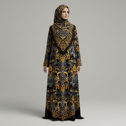 Golden Iris Damask — Luxury Seamless Pattern for Wallpaper, Textile & Apparel | Hand-painted Premium Design