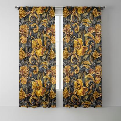 Golden Iris — Luxury Seamless Pattern for Wallpaper, Textile & Apparel | Hand-painted Premium Design