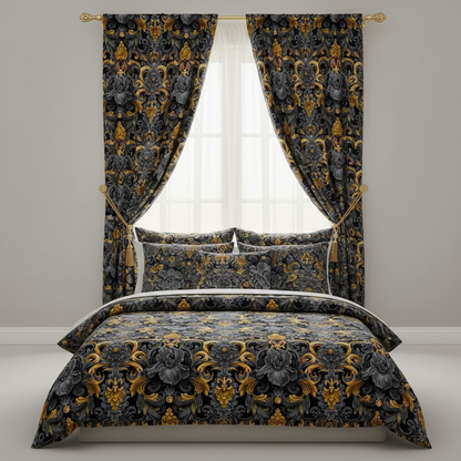 Golden Iris Damask — Luxury Seamless Pattern for Wallpaper, Textile & Apparel | Hand-painted Premium Design