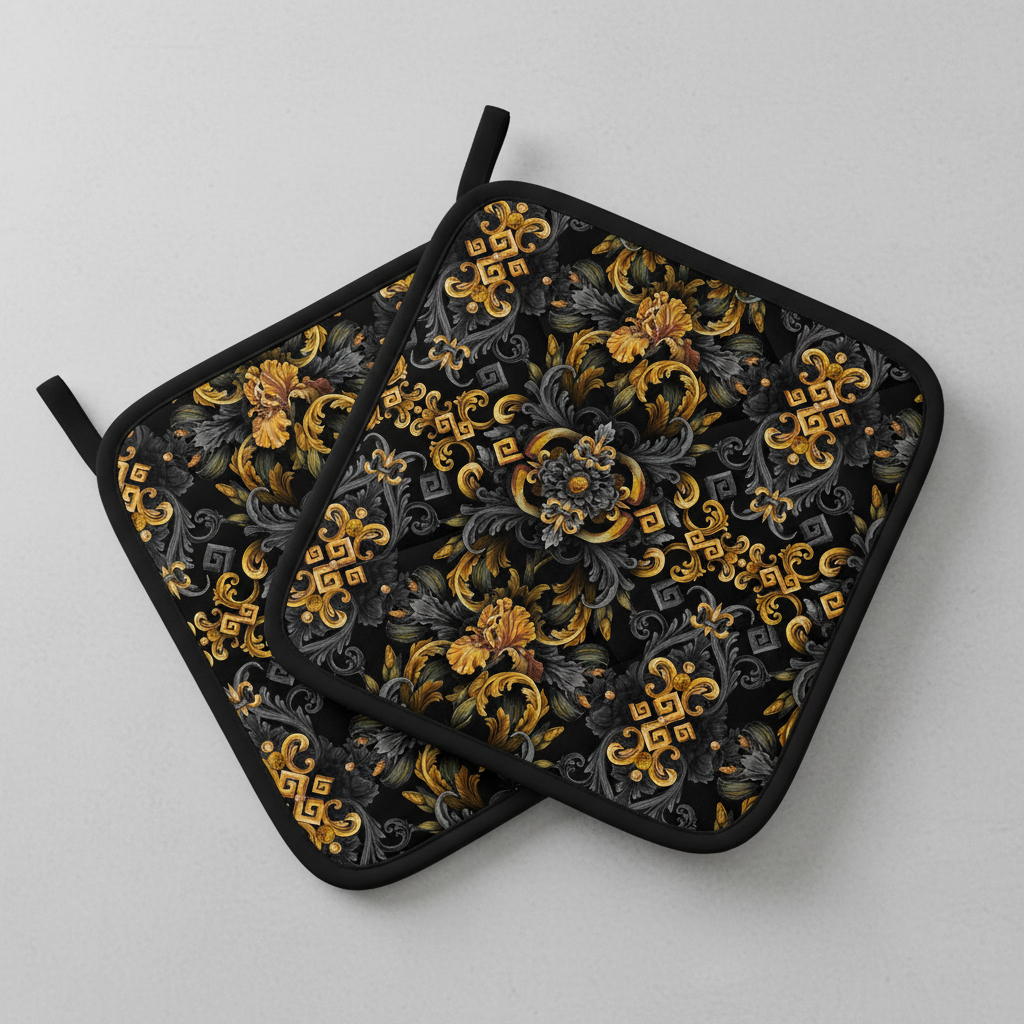 Golden Iris Elegy — Luxury Seamless Pattern for Wallpaper, Textile & Apparel | Hand-painted Premium Design