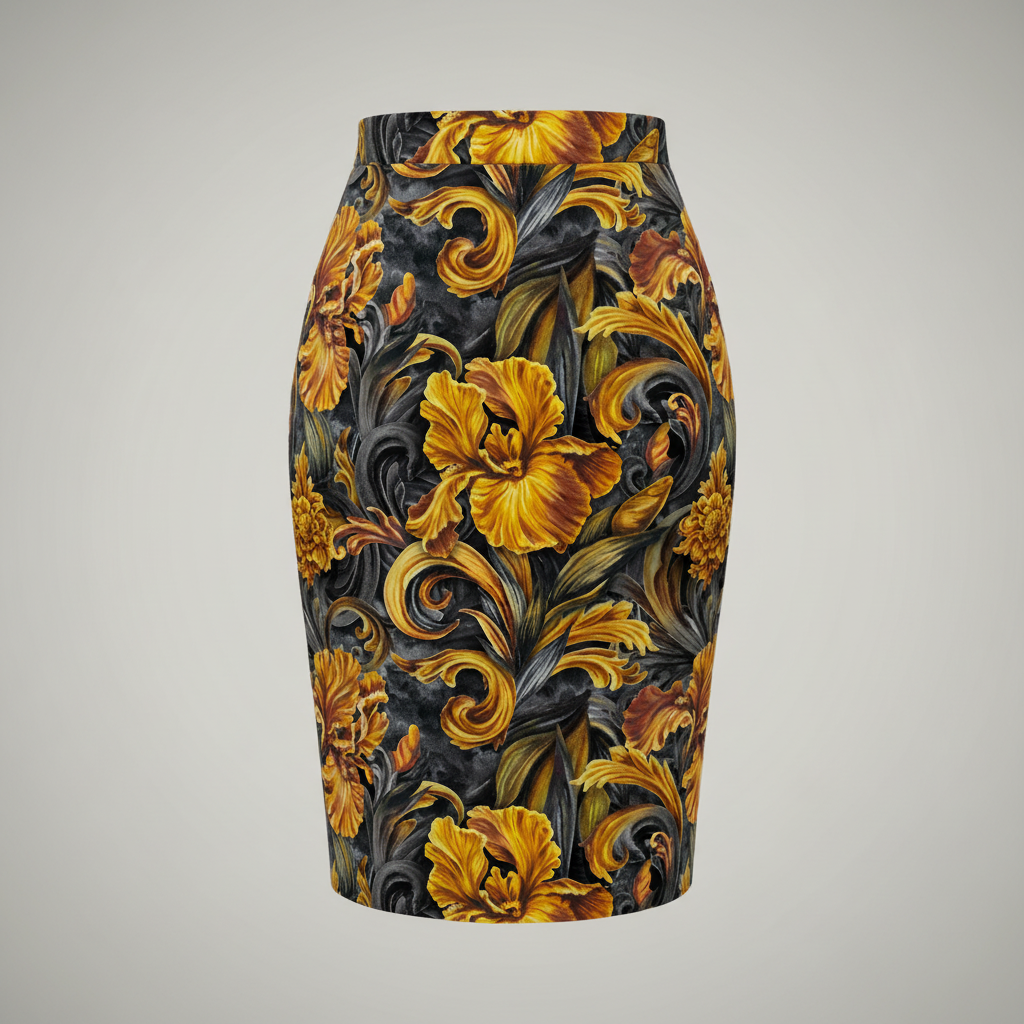 Golden Iris — Luxury Seamless Pattern for Wallpaper, Textile & Apparel | Hand-painted Premium Design