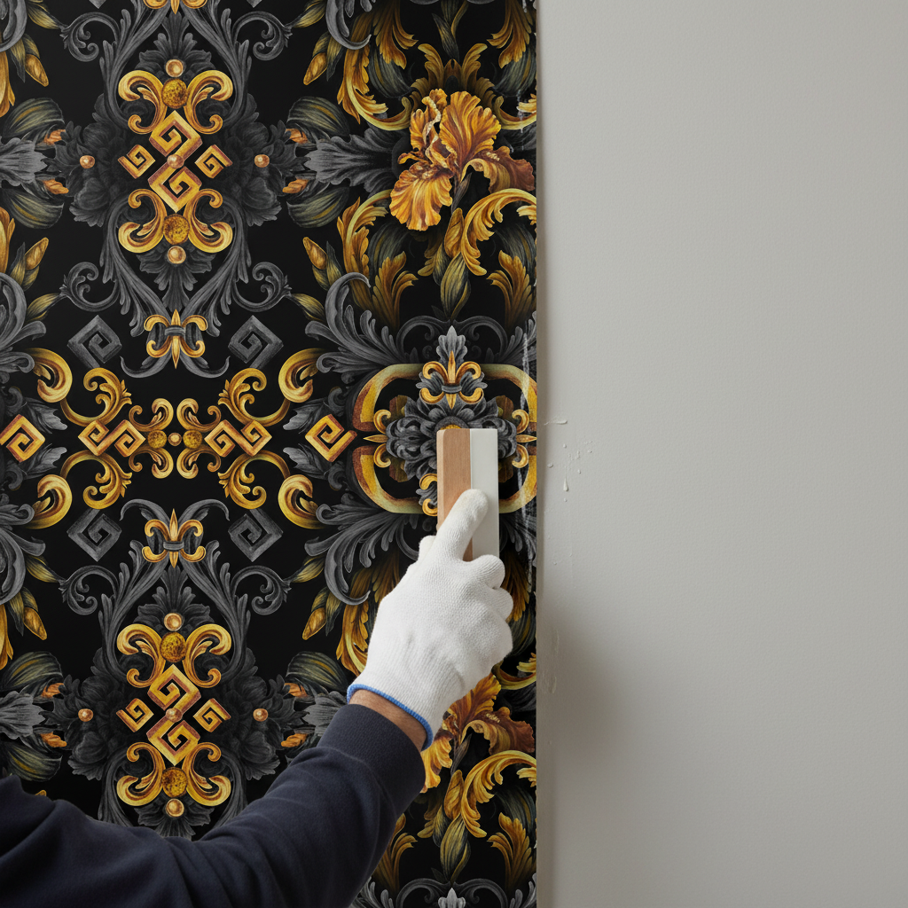 Golden Iris Elegy — Luxury Seamless Pattern for Wallpaper, Textile & Apparel | Hand-painted Premium Design