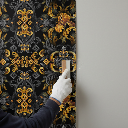 Golden Iris Elegy — Luxury Seamless Pattern for Wallpaper, Textile & Apparel | Hand-painted Premium Design