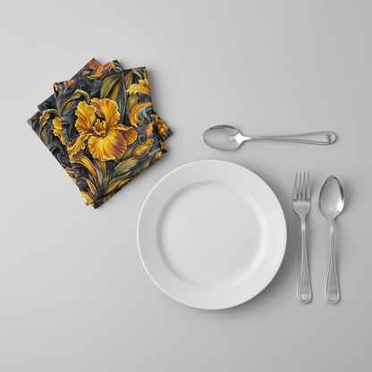 Golden Iris — Luxury Seamless Pattern for Wallpaper, Textile & Apparel | Hand-painted Premium Design