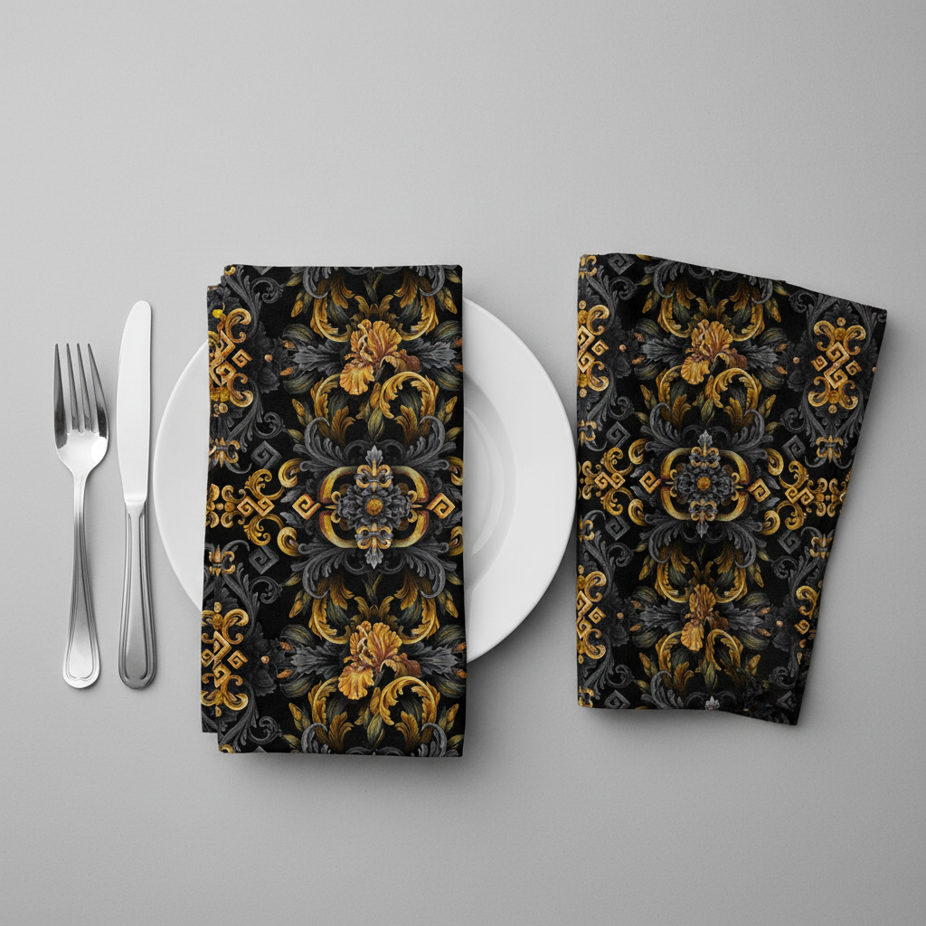 Golden Iris Elegy — Luxury Seamless Pattern for Wallpaper, Textile & Apparel | Hand-painted Premium Design