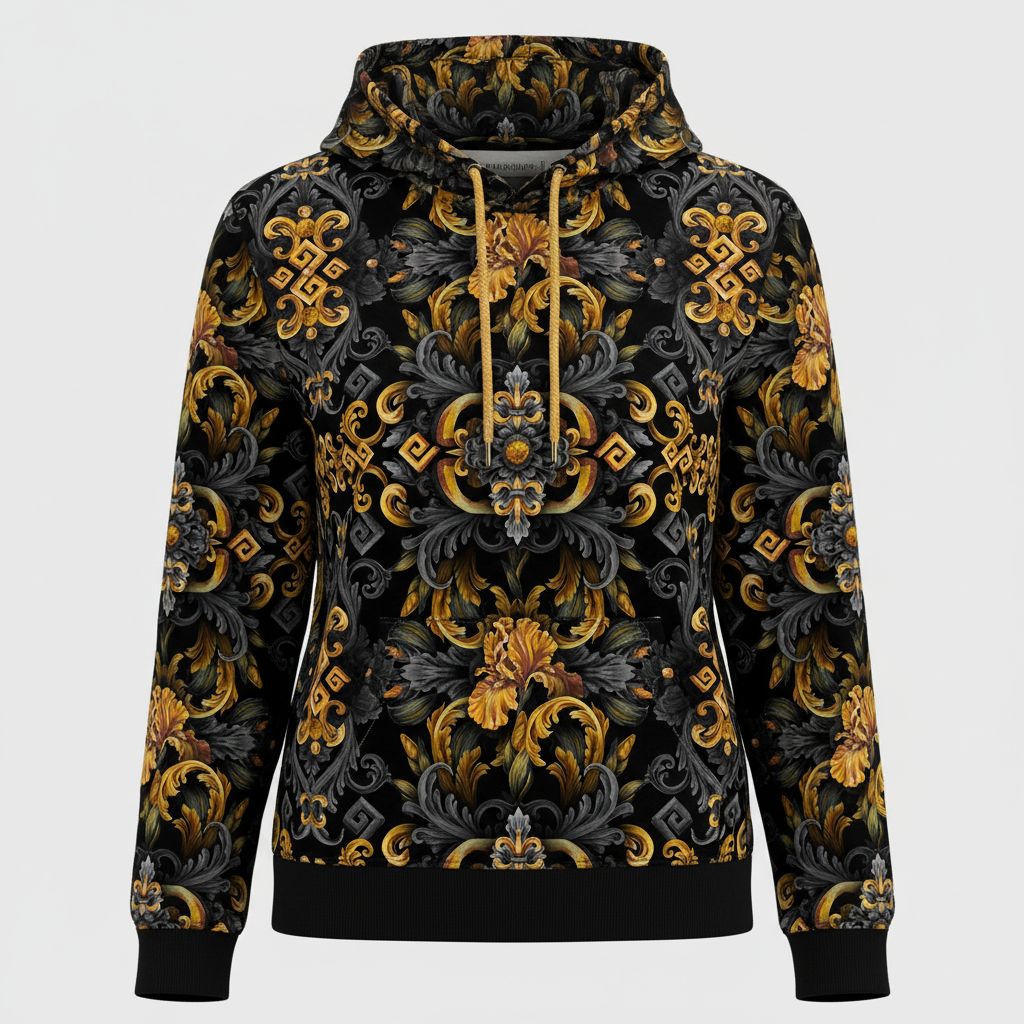 Golden Iris Elegy — Luxury Seamless Pattern for Wallpaper, Textile & Apparel | Hand-painted Premium Design