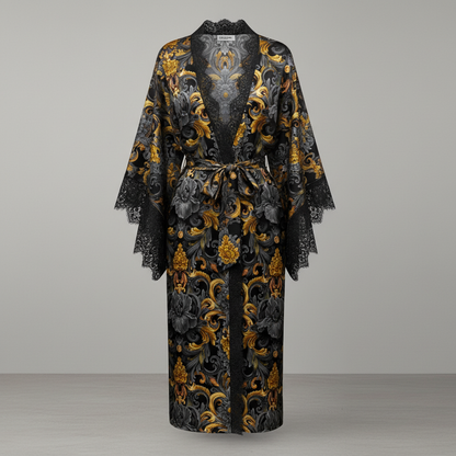 Golden Iris Damask — Luxury Seamless Pattern for Wallpaper, Textile & Apparel | Hand-painted Premium Design