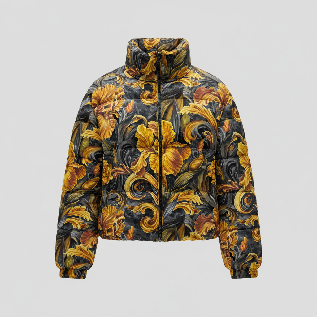 Golden Iris — Luxury Seamless Pattern for Wallpaper, Textile & Apparel | Hand-painted Premium Design