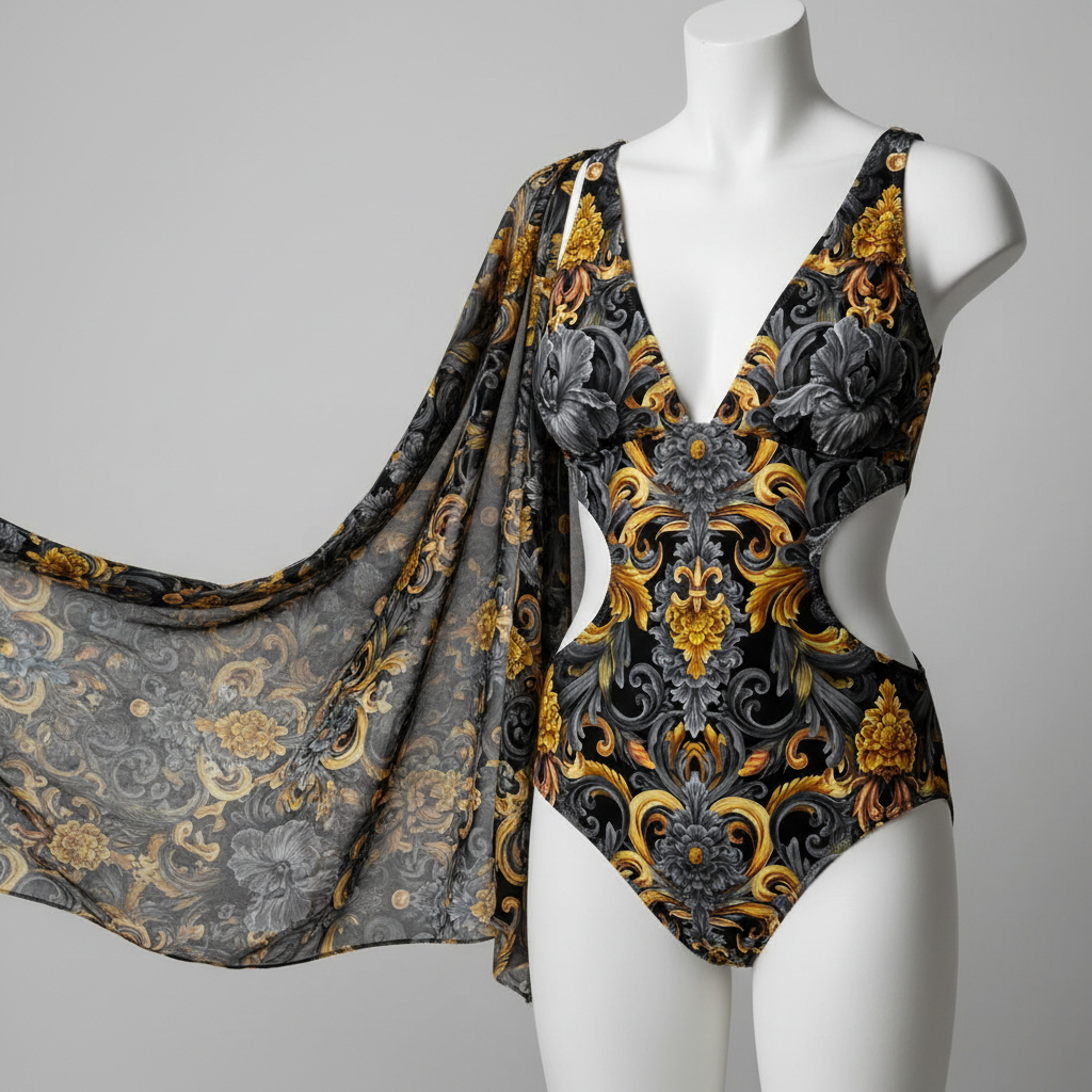 Golden Iris Damask — Luxury Seamless Pattern for Wallpaper, Textile & Apparel | Hand-painted Premium Design