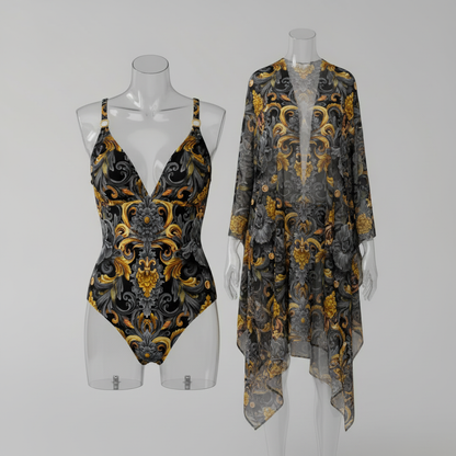 Golden Iris Damask — Luxury Seamless Pattern for Wallpaper, Textile & Apparel | Hand-painted Premium Design