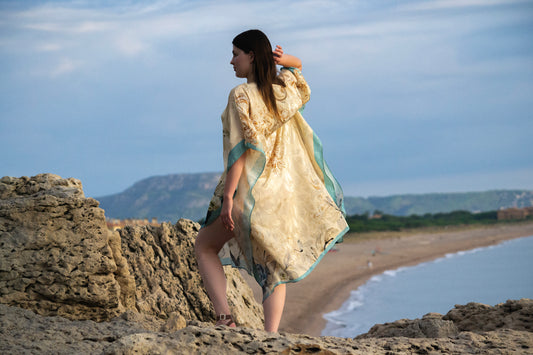 100% Grade 6A Mulberry Silk • Dragonfly Silk Kaftan