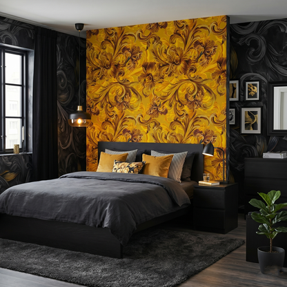 Golden Iris SOUL - Luxury Seamless Pattern for Wallpaper, Textile & Apparel | Hand-painted Premium Design