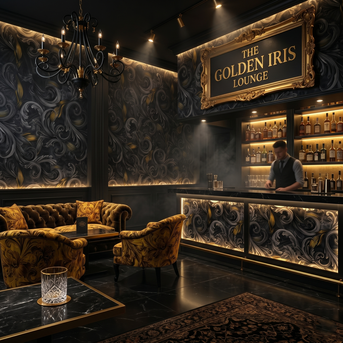Golden Iris SOUL - Luxury Seamless Pattern for Wallpaper, Textile & Apparel | Hand-painted Premium Design