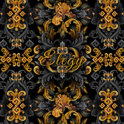 Golden Iris Elegy — Luxury Seamless Pattern for Wallpaper, Textile & Apparel | Hand-painted Premium Design