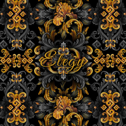 Golden Iris Elegy — Luxury Seamless Pattern for Wallpaper, Textile & Apparel | Hand-painted Premium Design