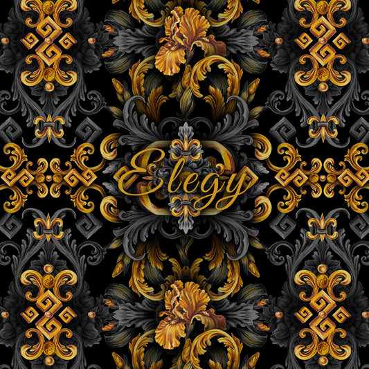 Golden Iris Elegy — Luxury Seamless Pattern for Wallpaper, Textile & Apparel | Hand-painted Premium Design