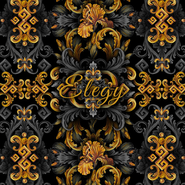 Golden Iris Elegy — Luxury Seamless Pattern for Wallpaper, Textile & Apparel | Hand-painted Premium Design