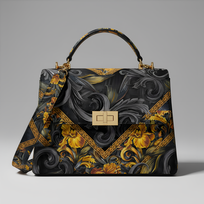 Iris Noir Dorado — Patrón de lujo sin costuras para papel tapiz, textiles y prendas de vestir | Diseño premium pintado a mano